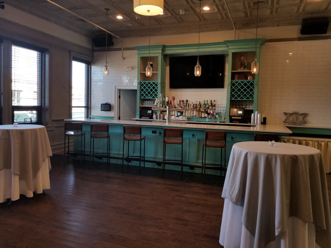 Upstairs Catering Room with Large Bar area overlooking Main Street.